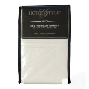 Hotel Style King Pillowcases 600 Thread Count Set of 2